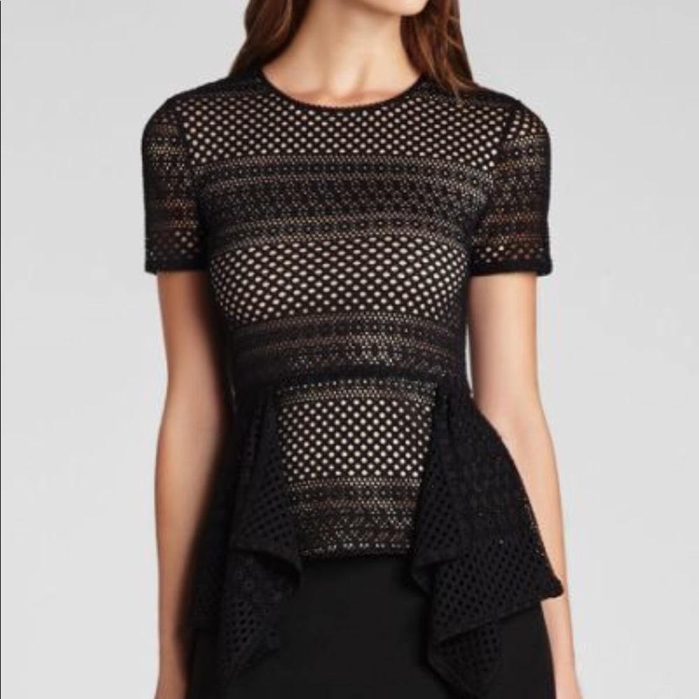 BCBG MaxAzria “Vicktoria” Lace Peplum Top Size S